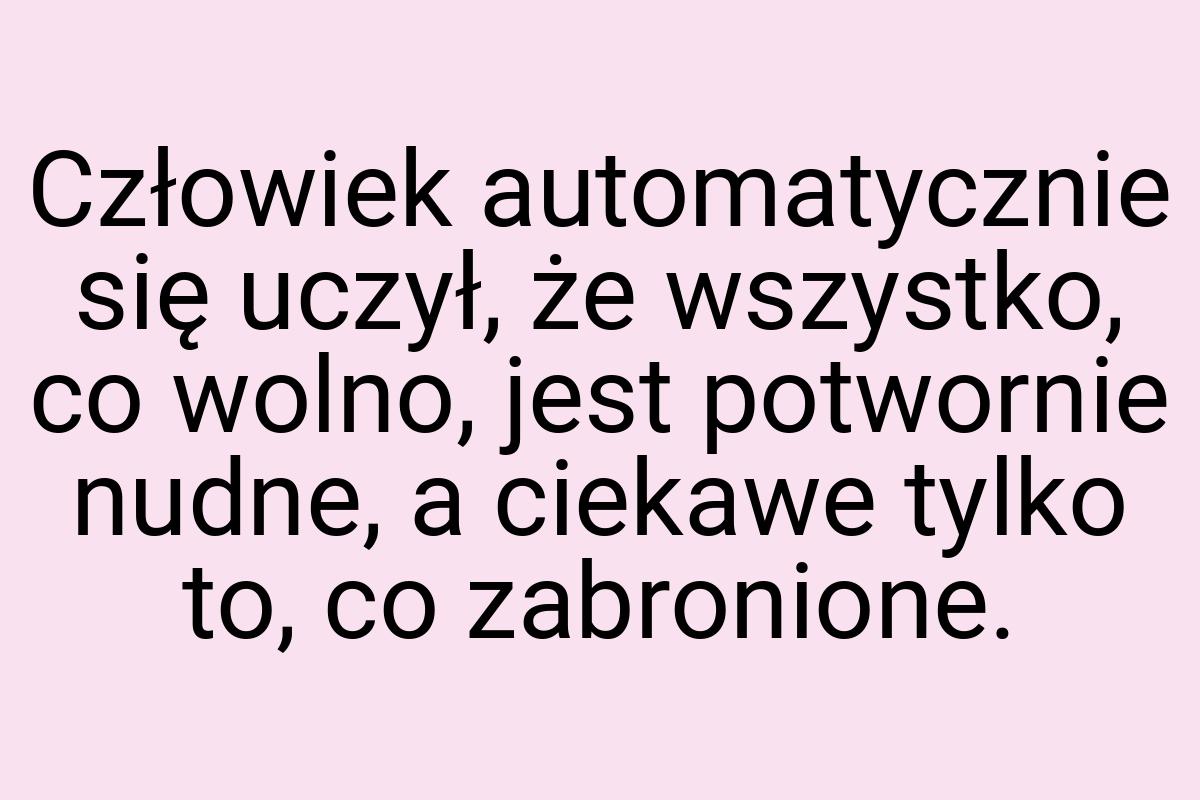 Człowiek automatycznie się uczył, że wszystko, co wolno