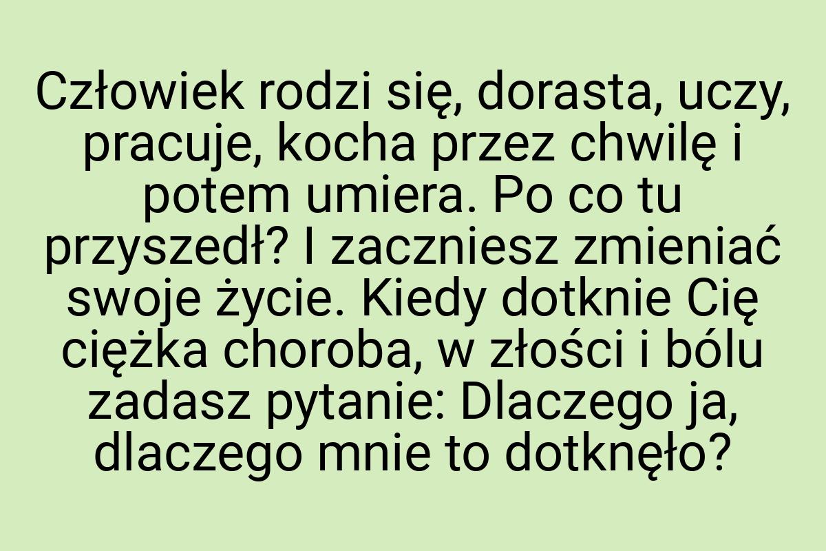 Człowiek rodzi się, dorasta, uczy, pracuje, kocha przez