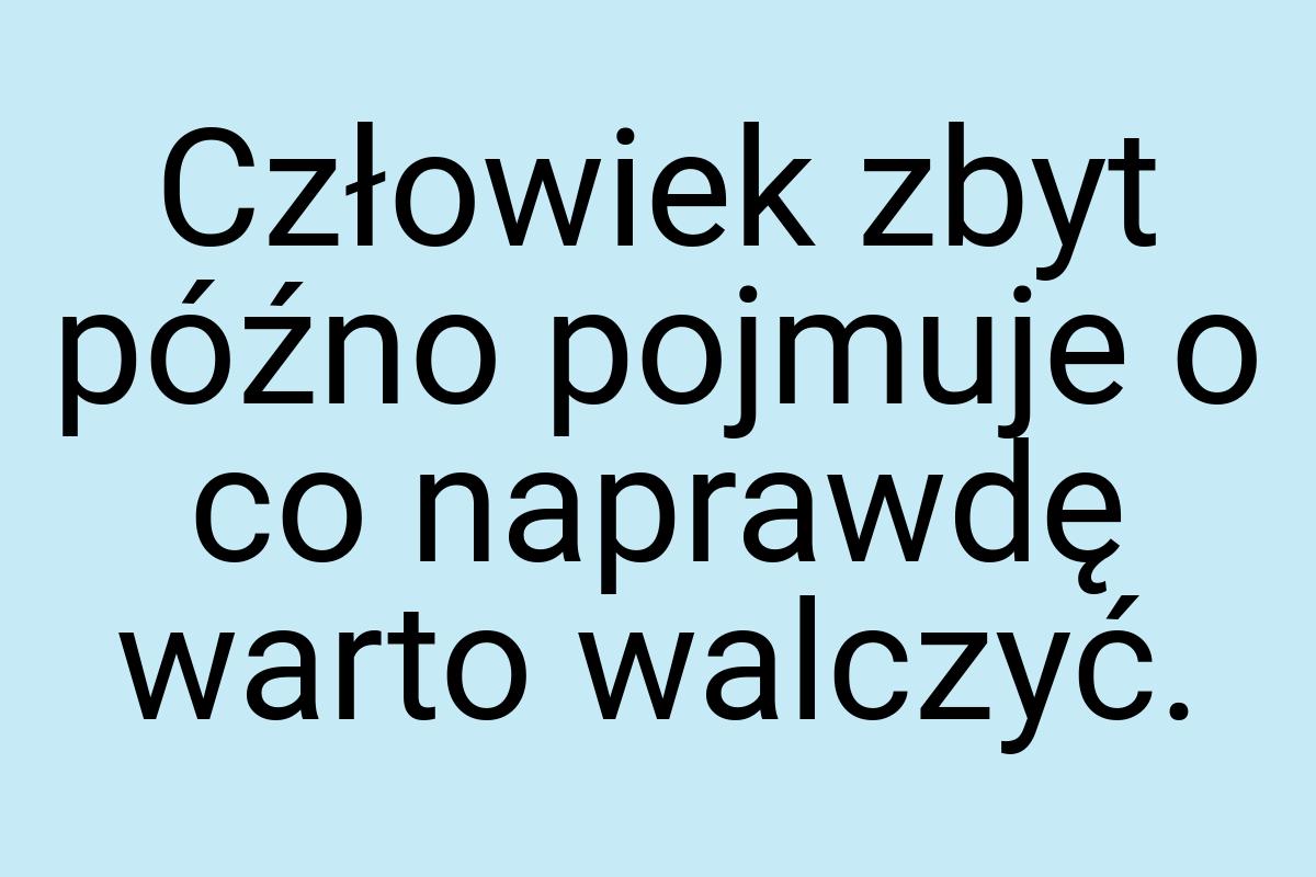 Człowiek zbyt późno pojmuje o co naprawdę warto walczyć