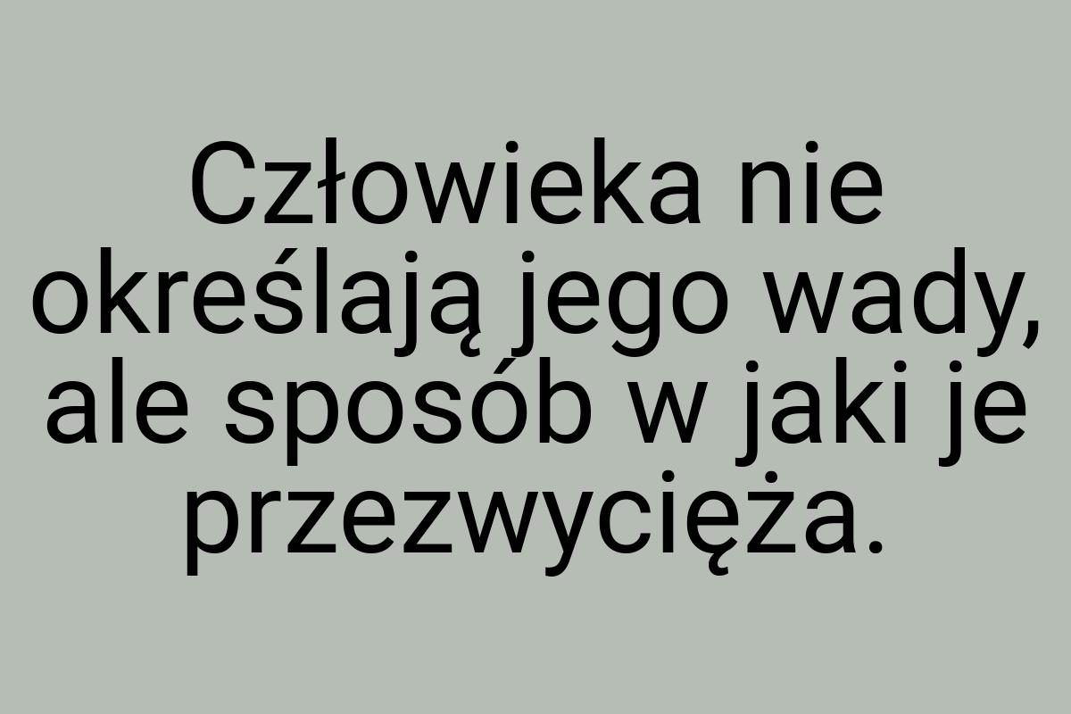 Człowieka nie określają jego wady, ale sposób w jaki je