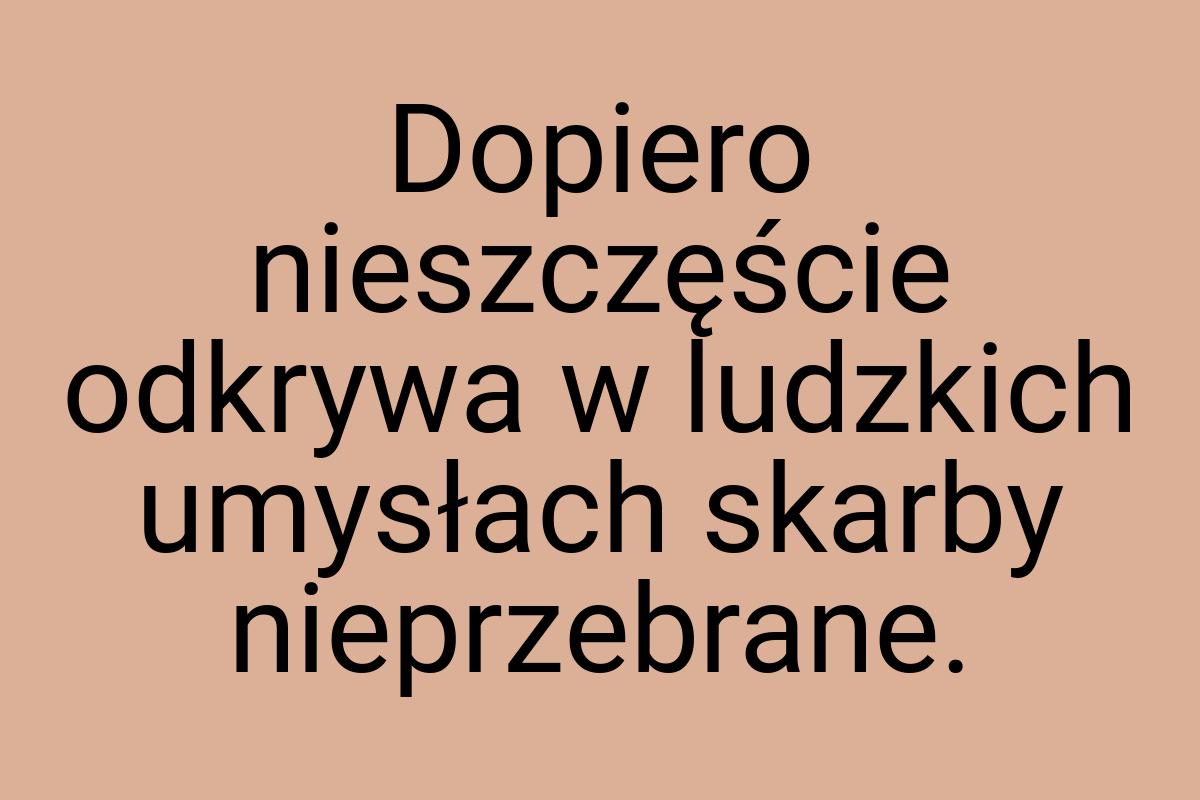 Dopiero nieszczęście odkrywa w ludzkich umysłach skarby