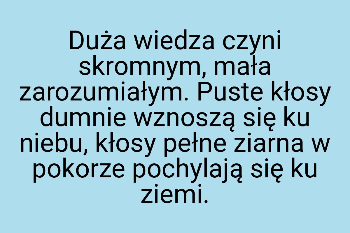 Duża wiedza czyni skromnym, mała zarozumiałym. Puste kłosy