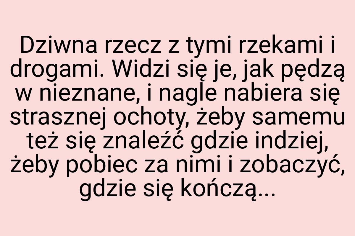 Dziwna rzecz z tymi rzekami i drogami. Widzi się je, jak