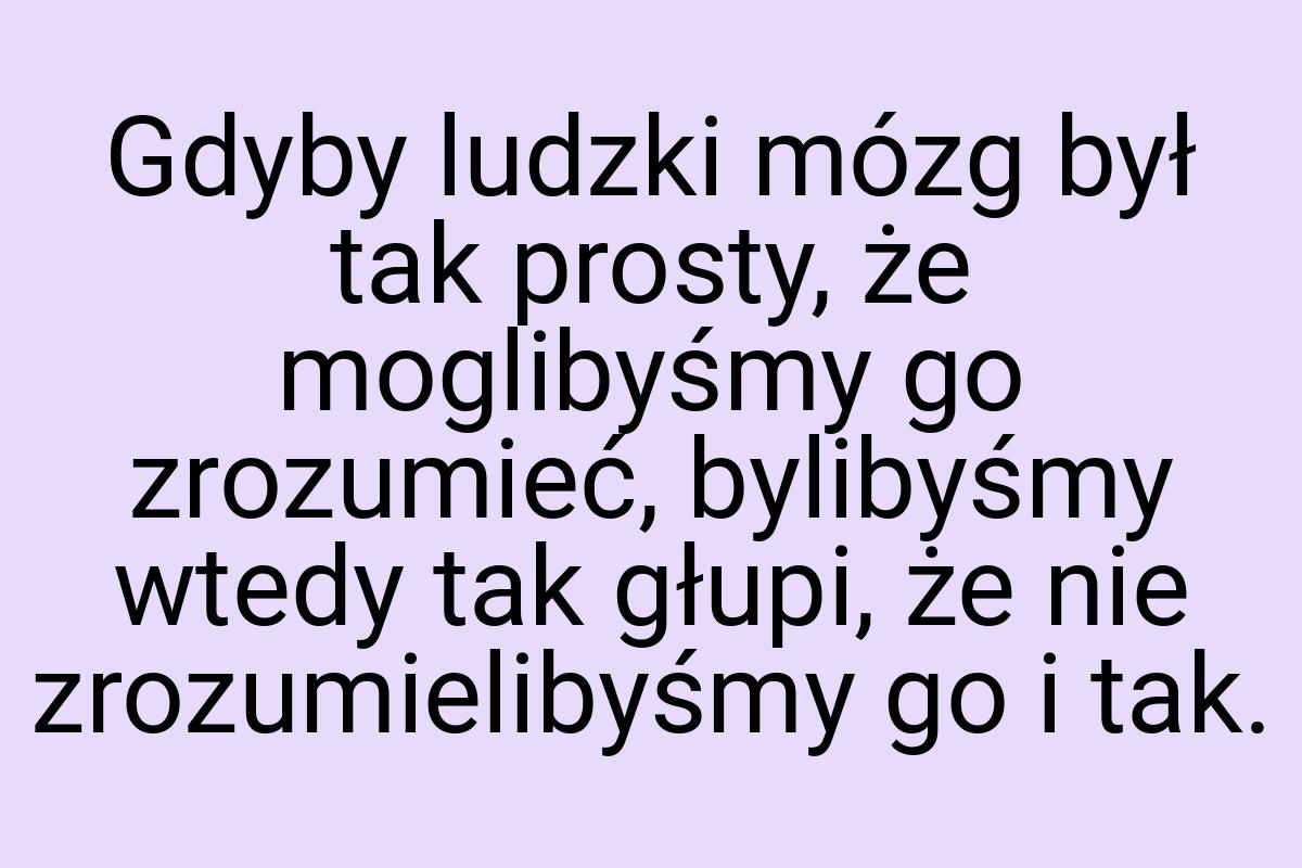 Gdyby ludzki mózg był tak prosty, że moglibyśmy go