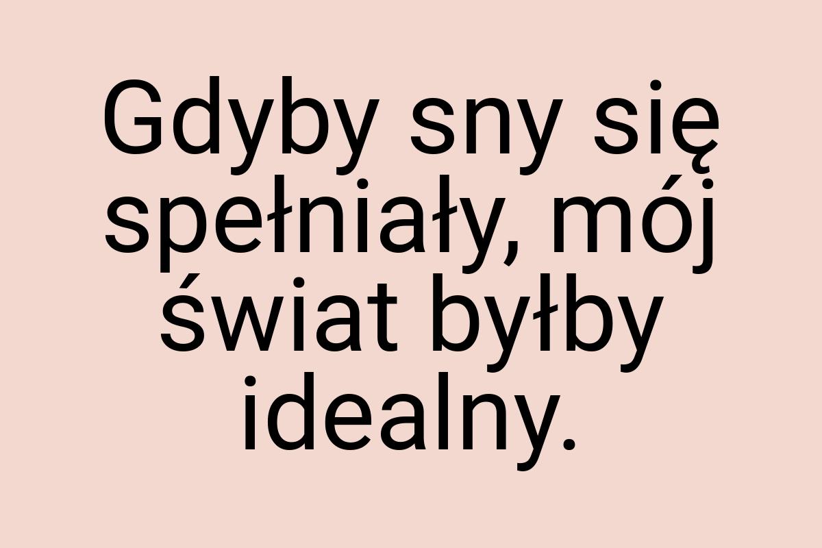 Gdyby sny się spełniały, mój świat byłby idealny