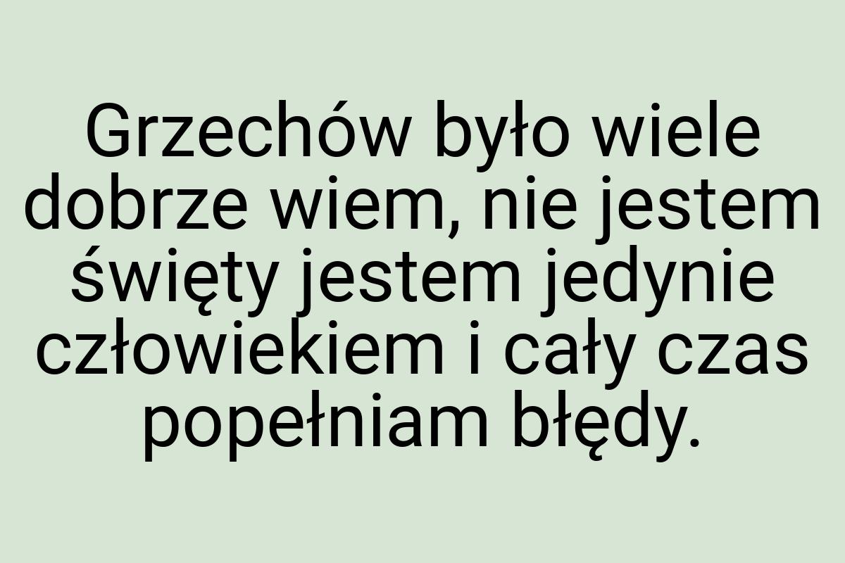 Grzechów było wiele dobrze wiem, nie jestem święty jestem