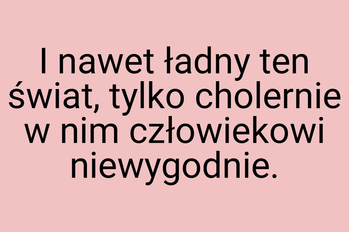 I nawet ładny ten świat, tylko cholernie w nim człowiekowi