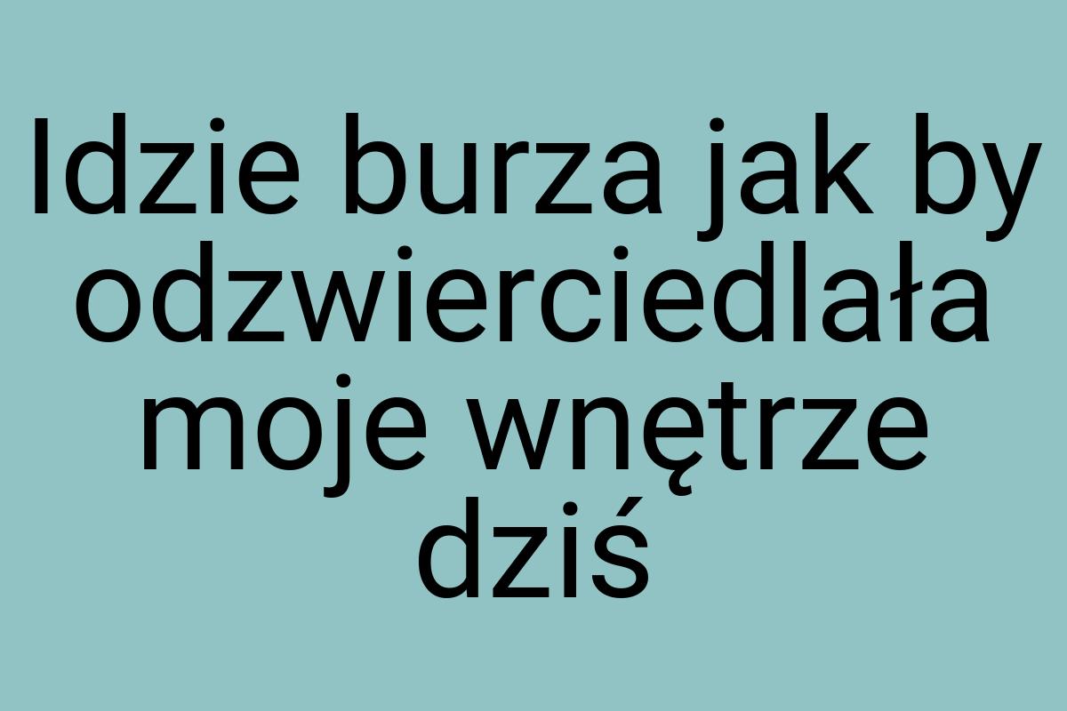 Idzie burza jak by odzwierciedlała moje wnętrze dziś