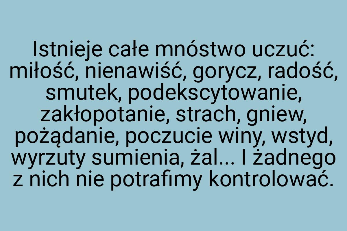 Istnieje całe mnóstwo uczuć: miłość, nienawiść, gorycz