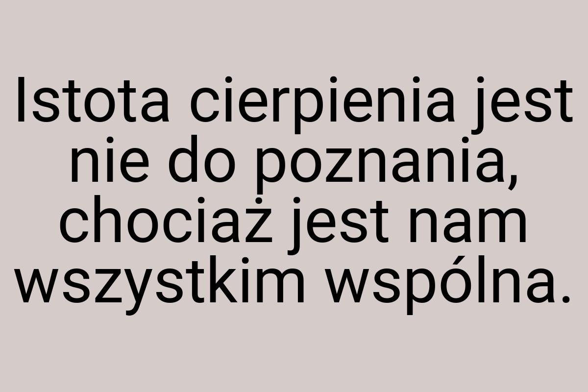 Istota cierpienia jest nie do poznania, chociaż jest nam