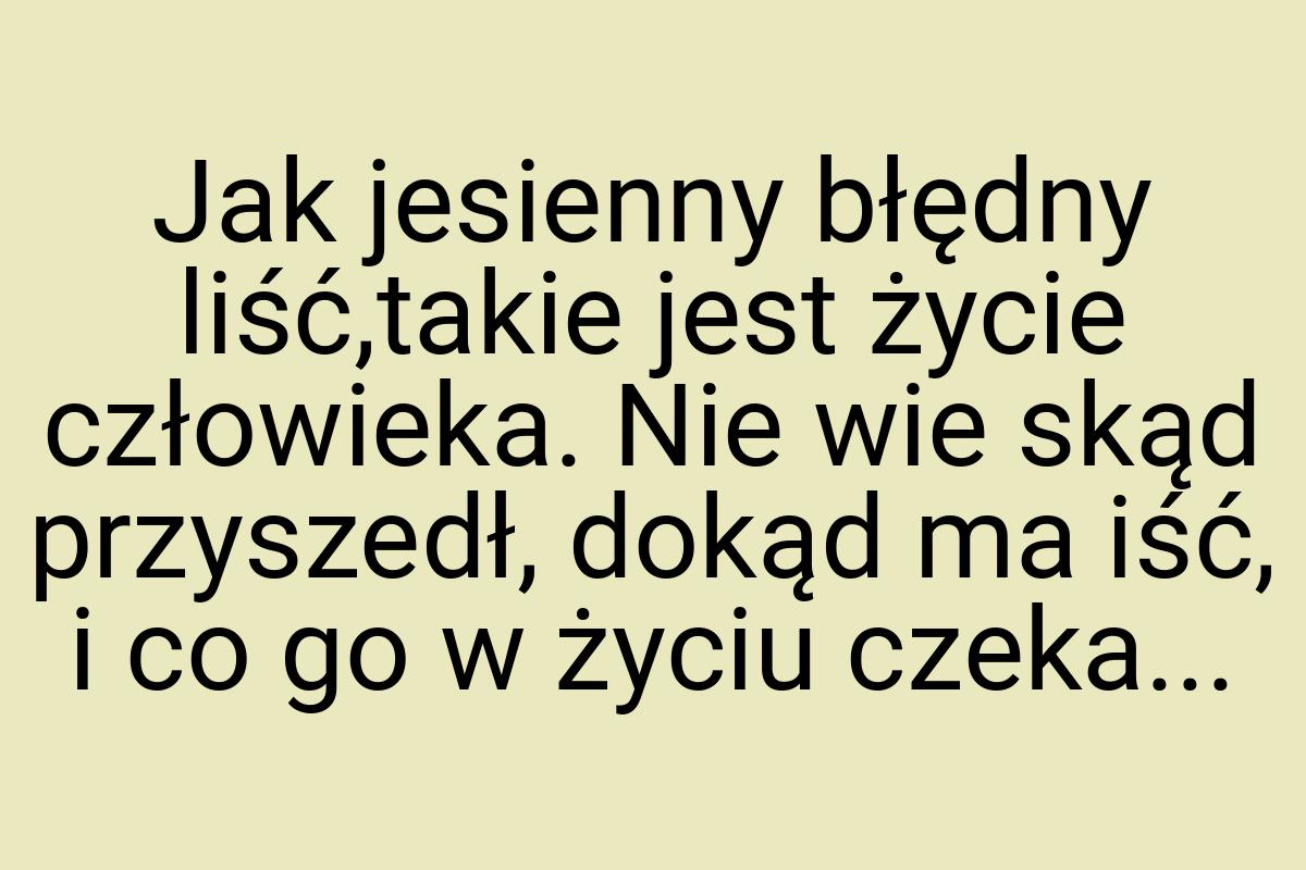 Jak jesienny błędny liść,takie jest życie człowieka. Nie