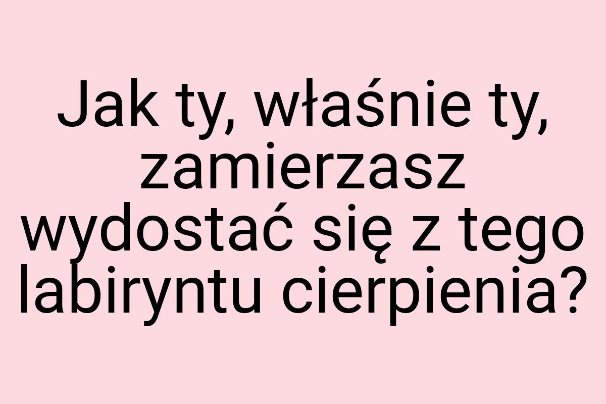 Jak ty, właśnie ty, zamierzasz wydostać się z tego