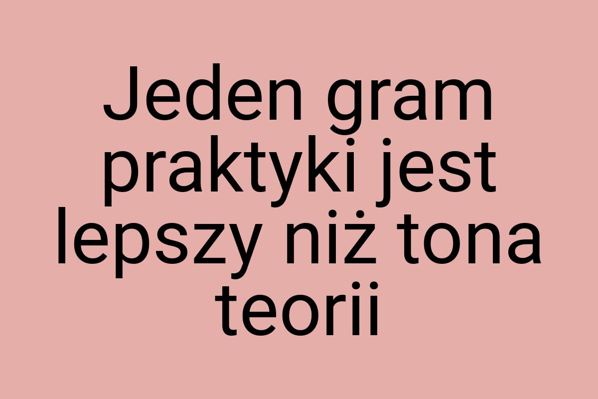 Jeden gram praktyki jest lepszy niż tona teorii