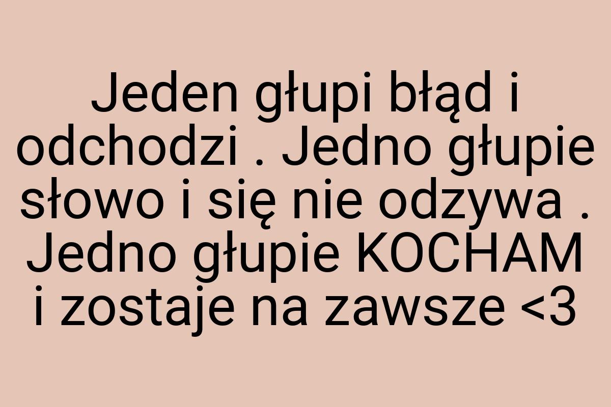 Jeden głupi błąd i odchodzi . Jedno głupie słowo i się nie