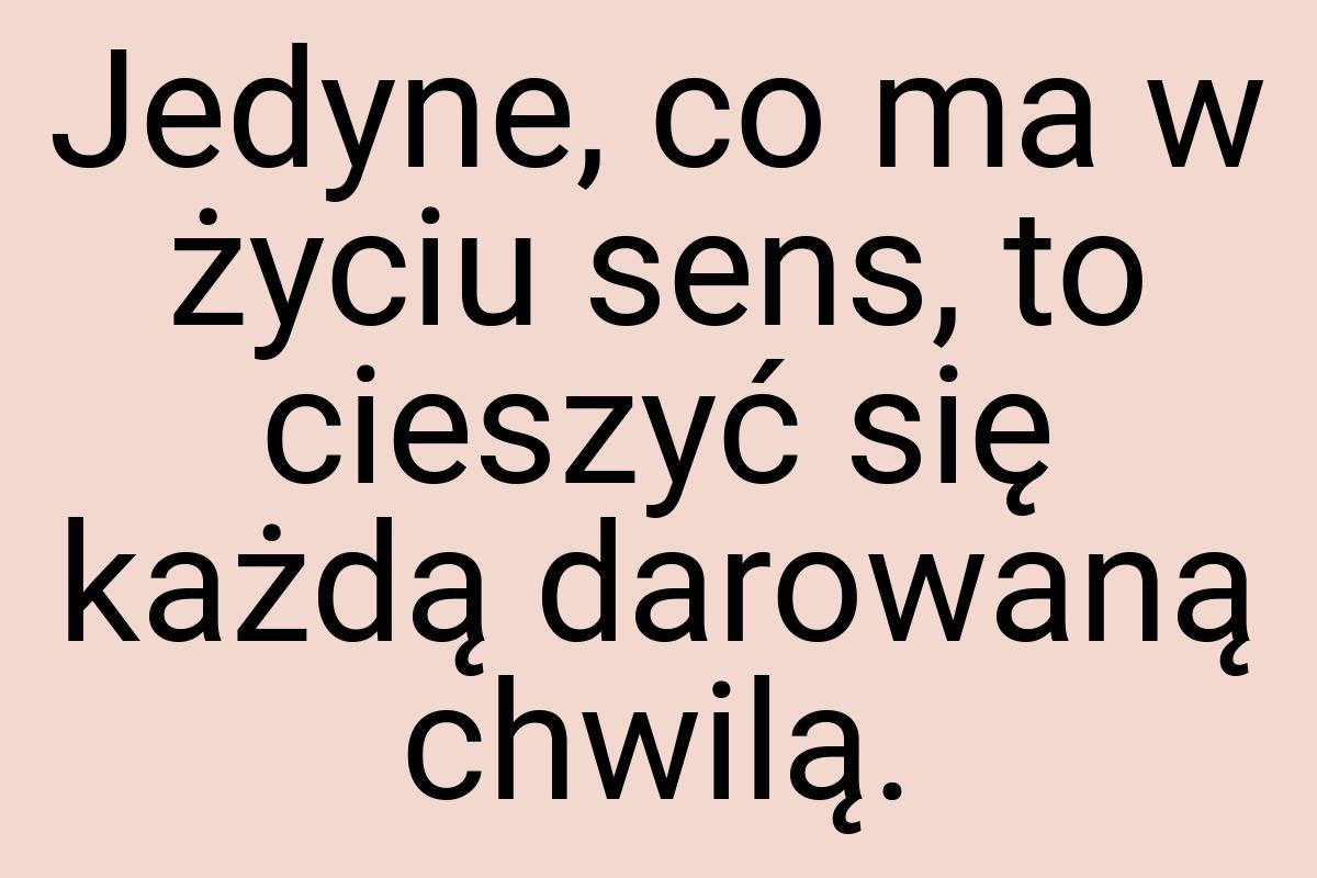 Jedyne, co ma w życiu sens, to cieszyć się każdą darowaną