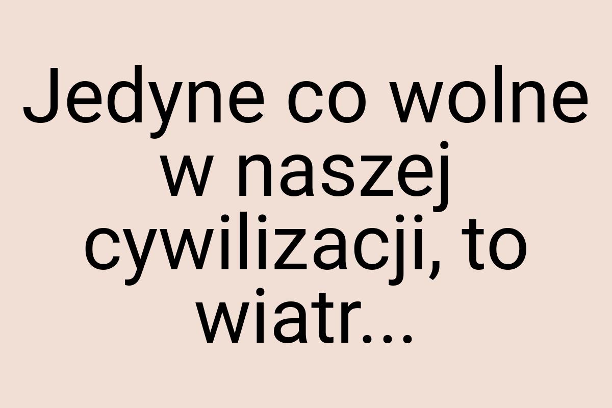 Jedyne co wolne w naszej cywilizacji, to wiatr