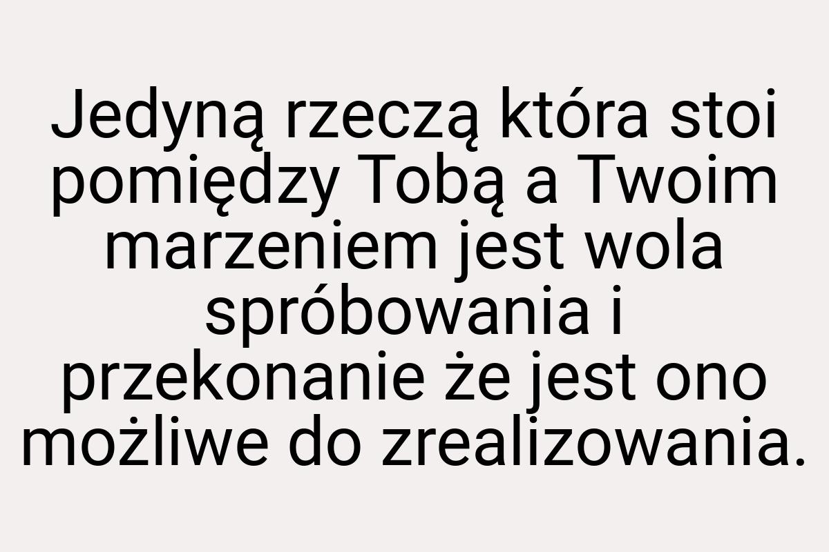 Jedyną rzeczą która stoi pomiędzy Tobą a Twoim marzeniem