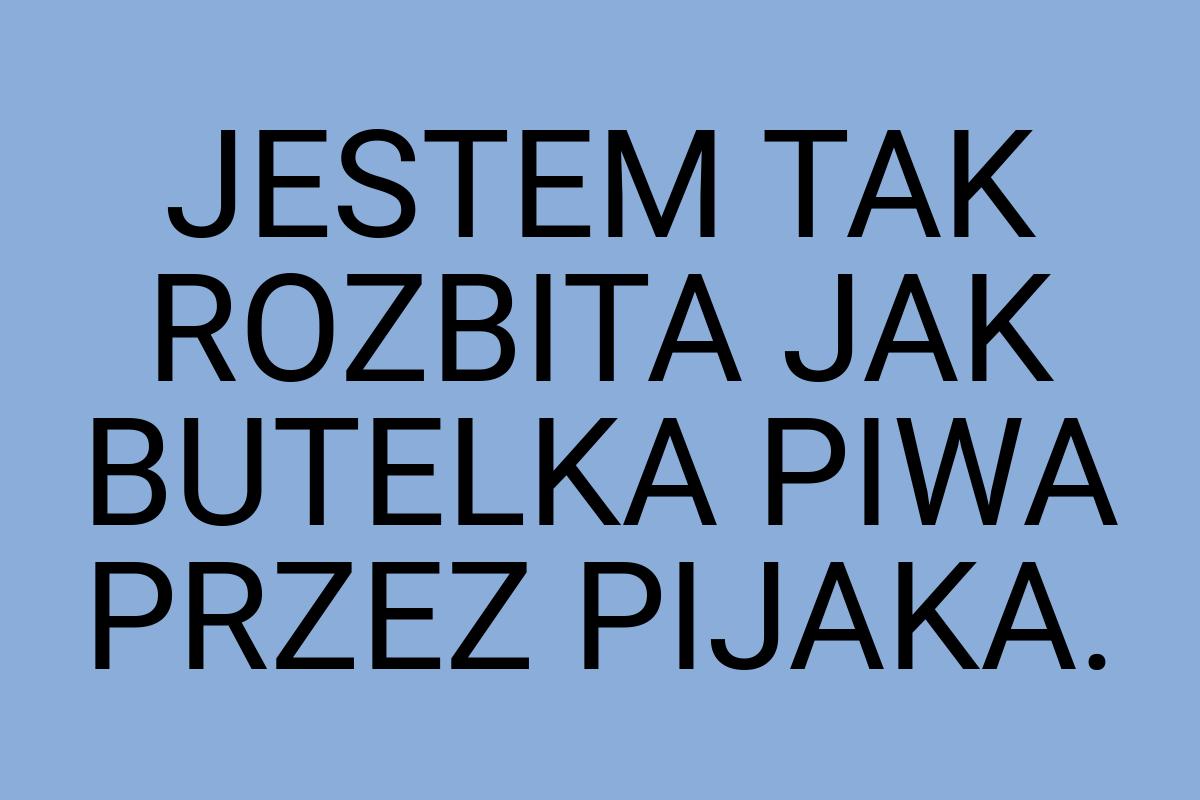 JESTEM TAK ROZBITA JAK BUTELKA PIWA PRZEZ PIJAKA