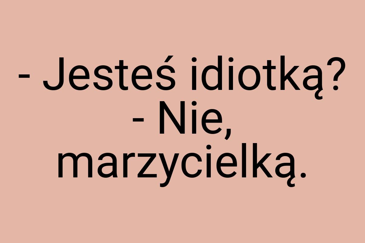 - Jesteś idiotką? - Nie, marzycielką