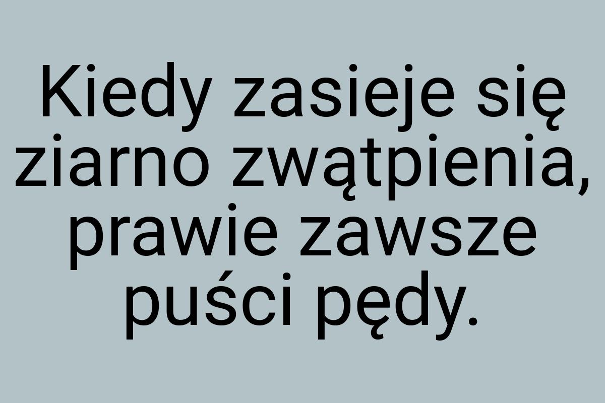 Kiedy zasieje się ziarno zwątpienia, prawie zawsze puści