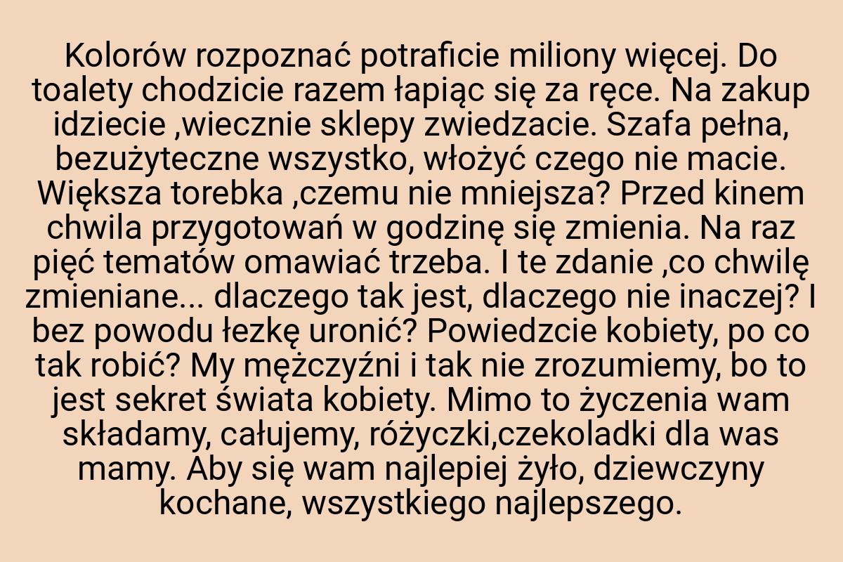 Kolorów rozpoznać potraficie miliony więcej. Do toalety