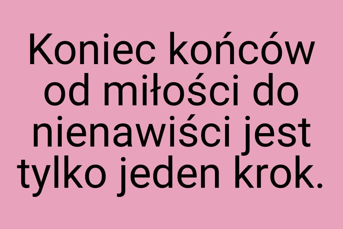 Koniec końców od miłości do nienawiści jest tylko jeden