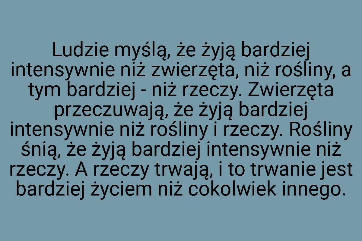 Ludzie myślą, że żyją bardziej intensywnie niż zwierzęta