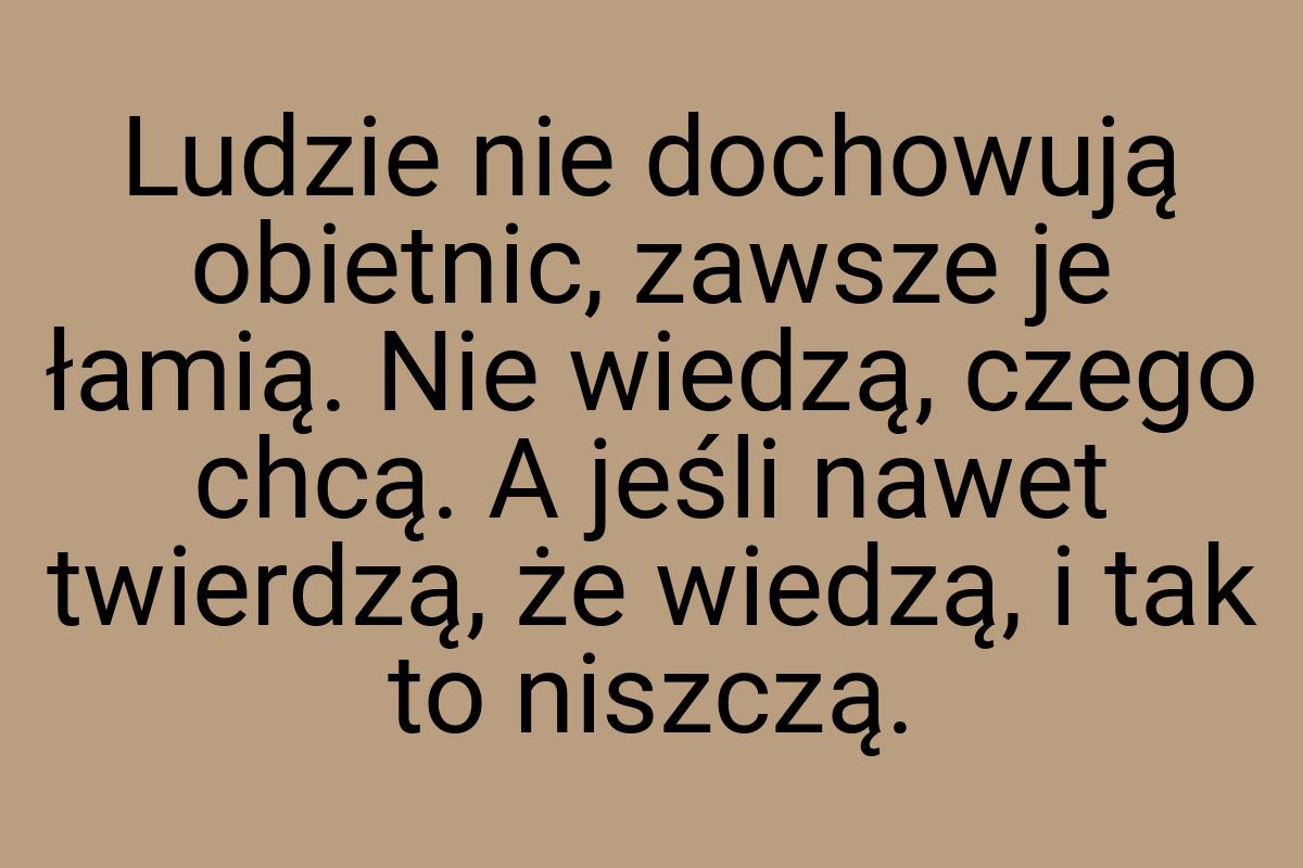 Ludzie nie dochowują obietnic, zawsze je łamią. Nie wiedzą