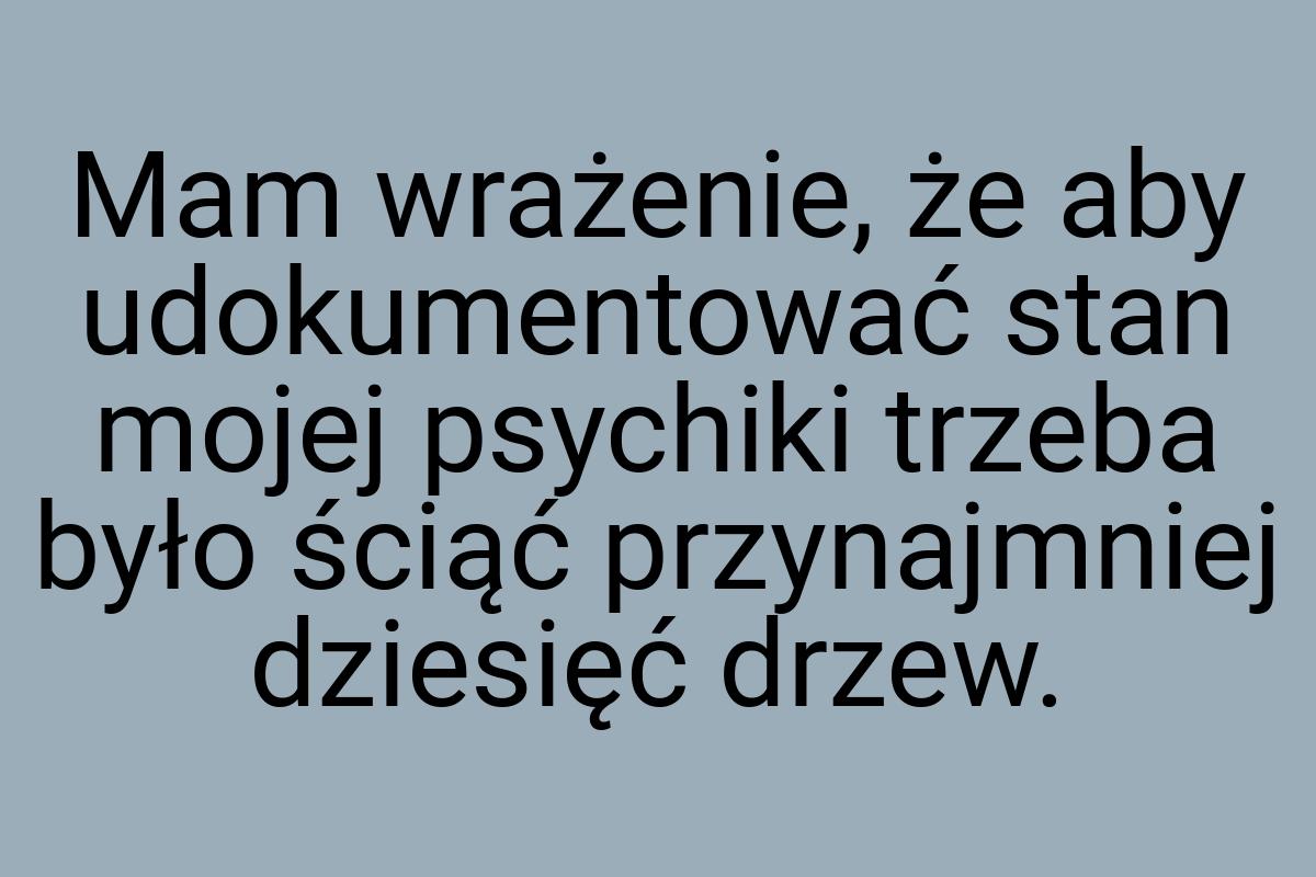 Mam wrażenie, że aby udokumentować stan mojej psychiki