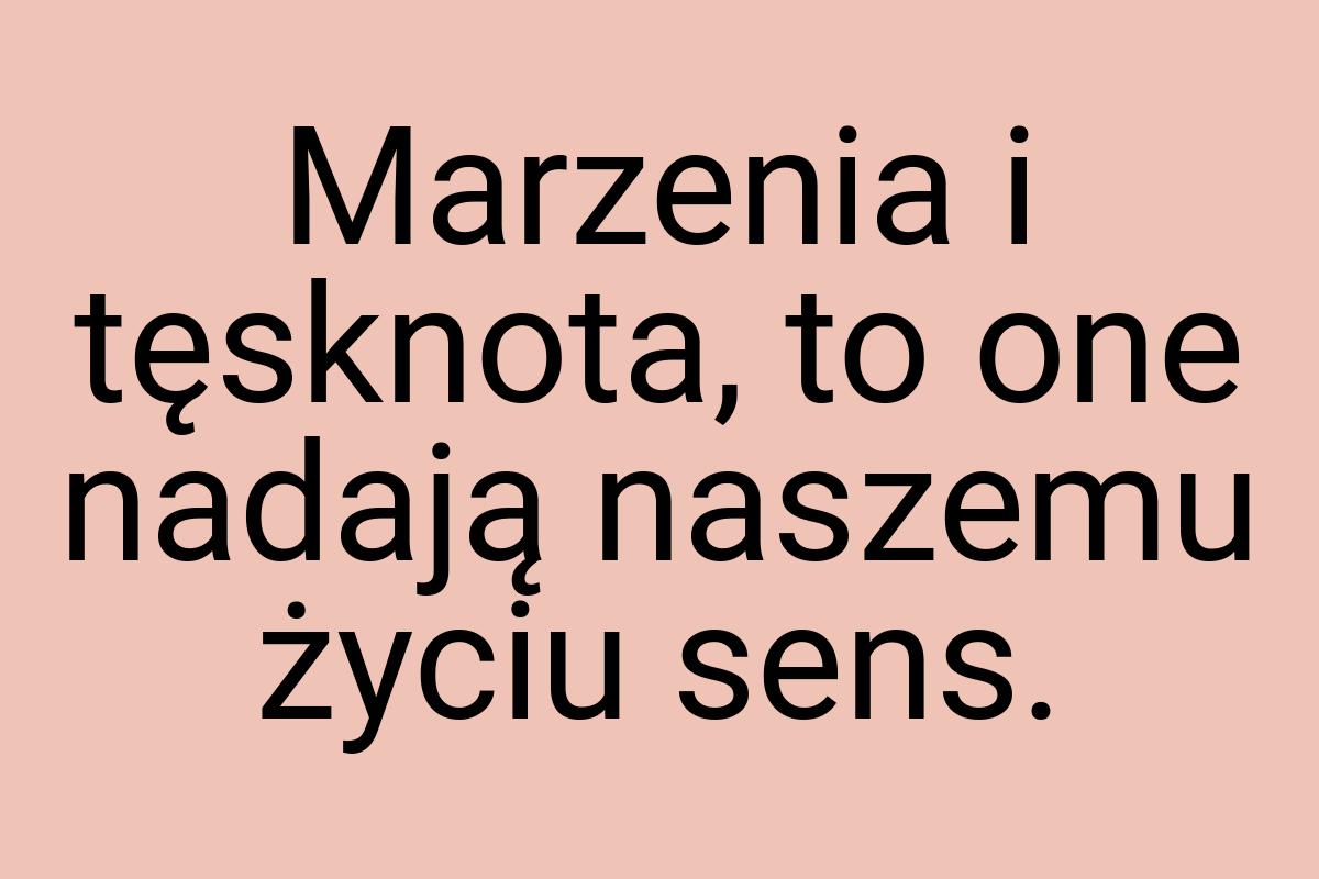 Marzenia i tęsknota, to one nadają naszemu życiu sens