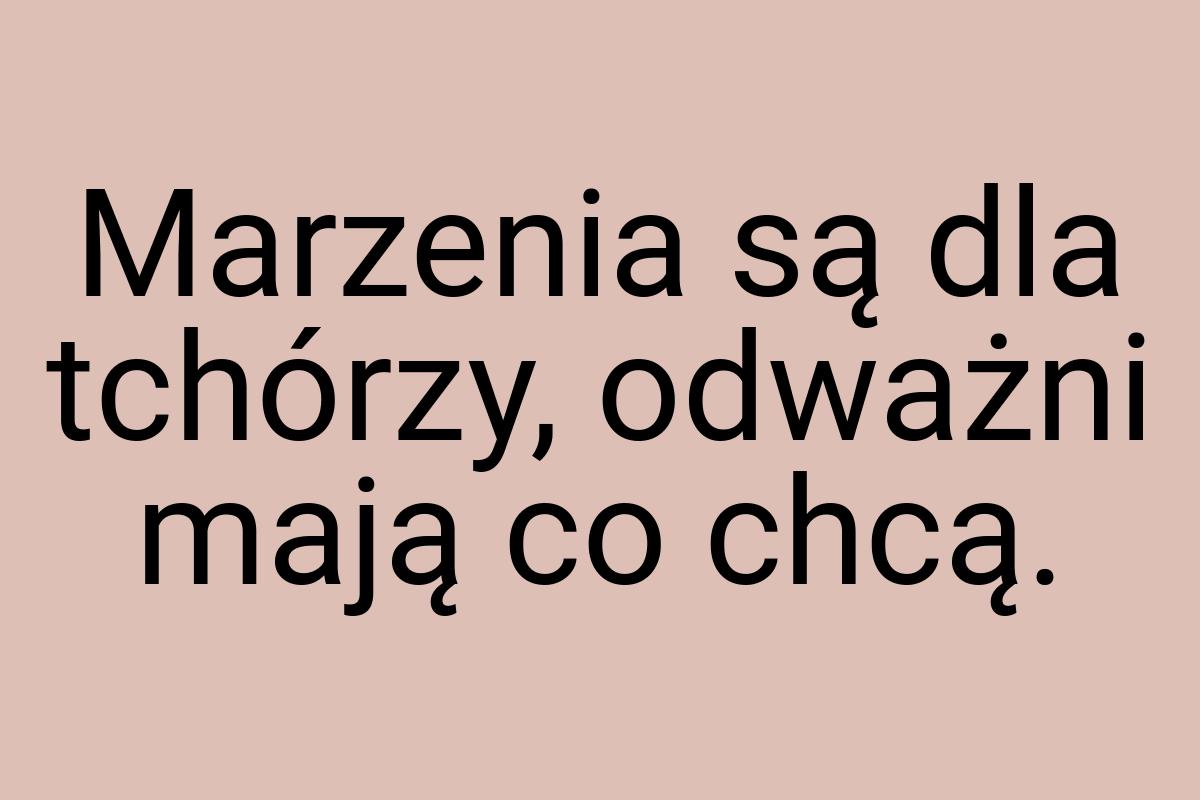 Marzenia są dla tchórzy, odważni mają co chcą