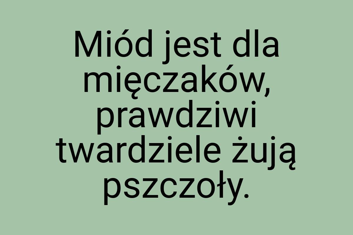 Miód jest dla mięczaków, prawdziwi twardziele żują pszczoły