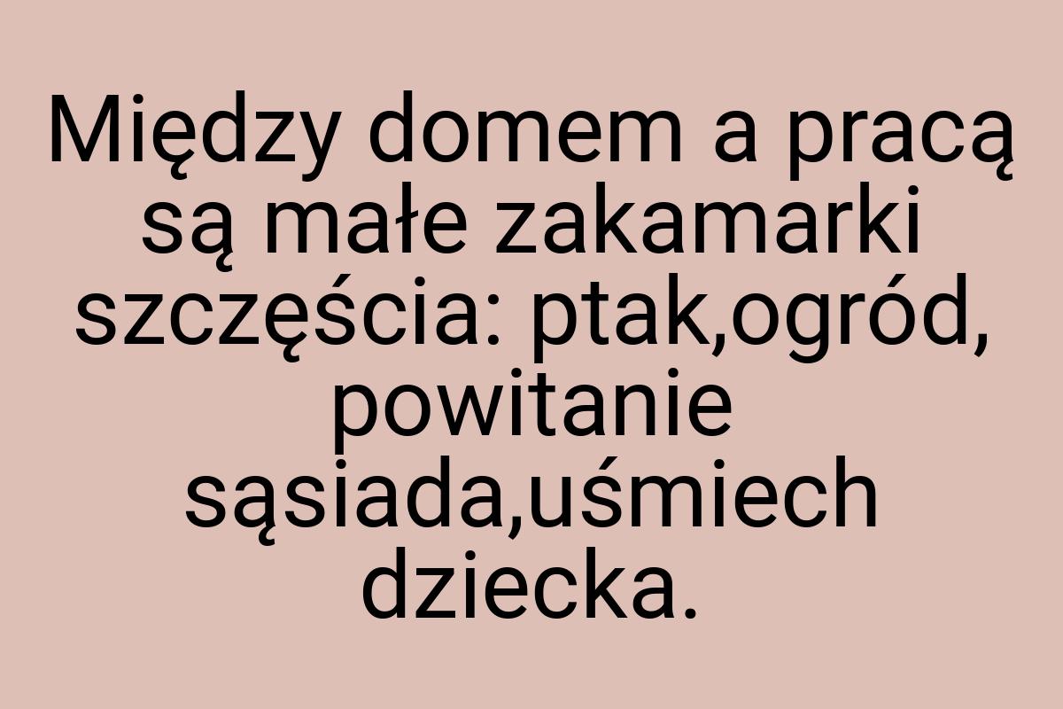 Między domem a pracą są małe zakamarki szczęścia