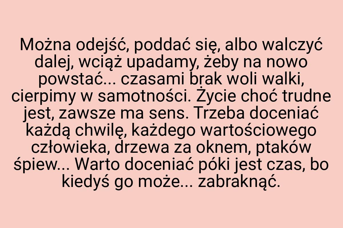 Można odejść, poddać się, albo walczyć dalej, wciąż