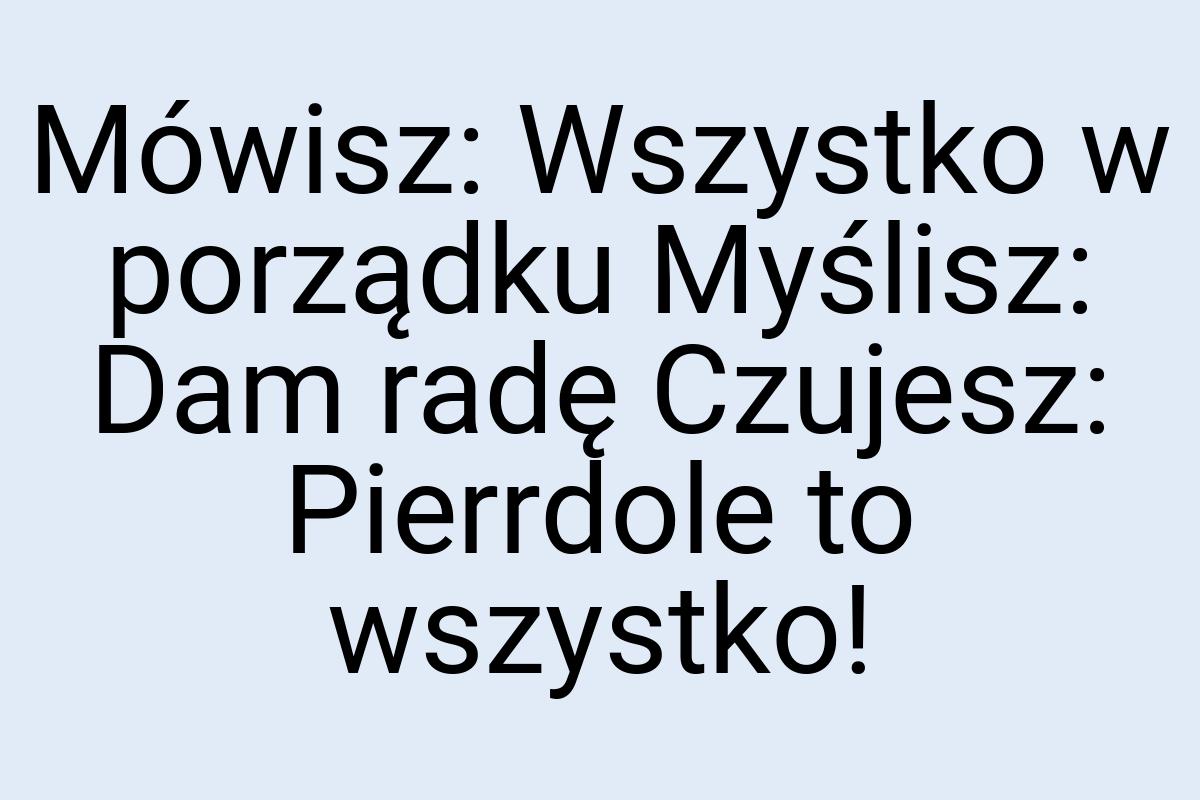 Mówisz: Wszystko w porządku Myślisz: Dam radę Czujesz