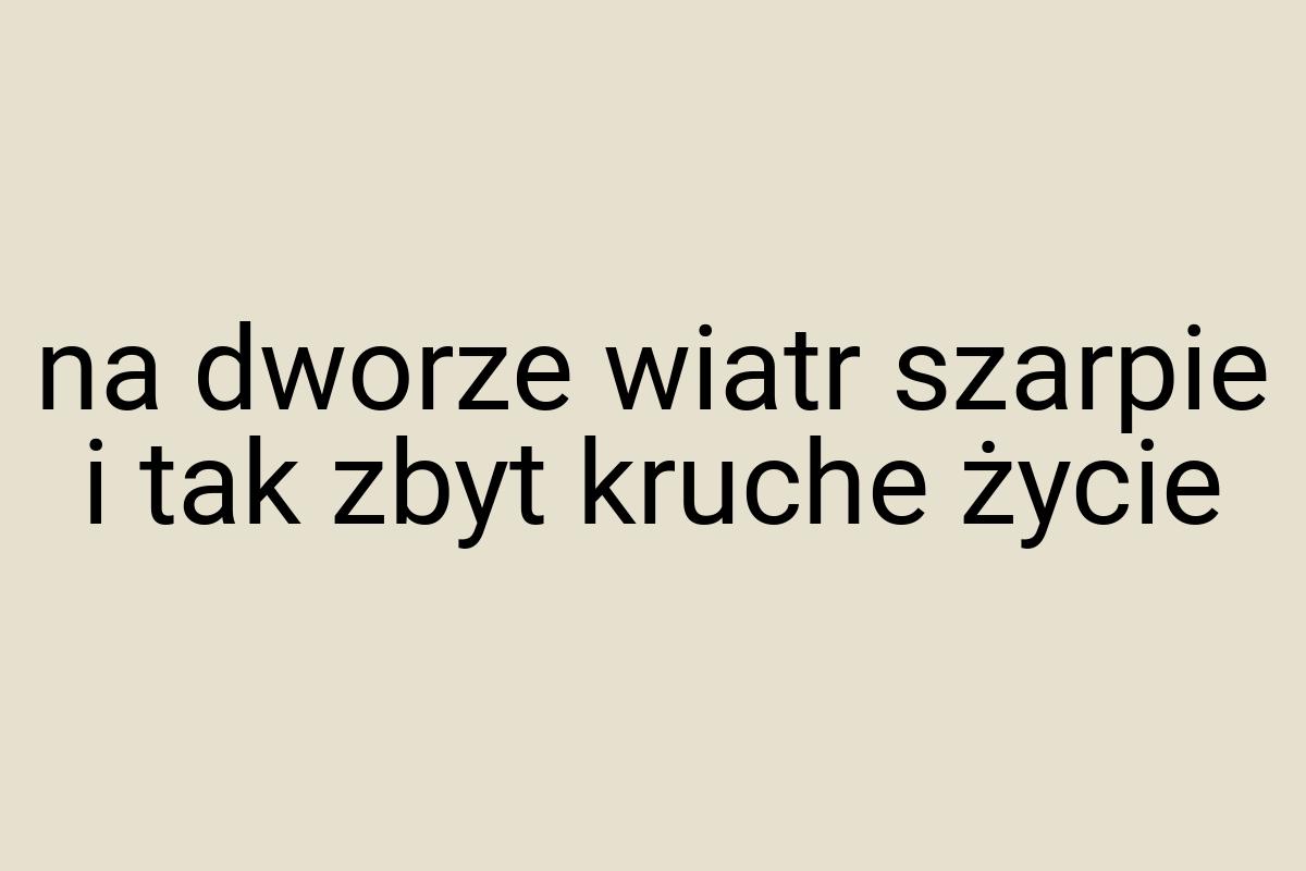 Na dworze wiatr szarpie i tak zbyt kruche życie