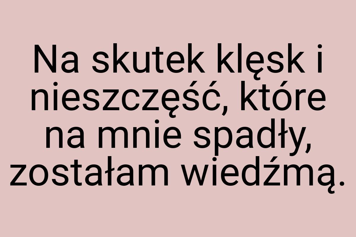 Na skutek klęsk i nieszczęść, które na mnie spadły