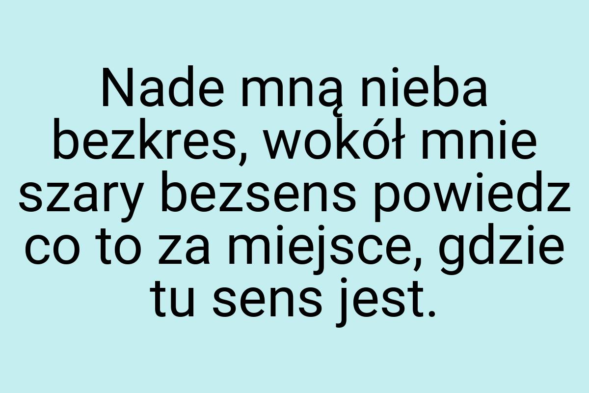 Nade mną nieba bezkres, wokół mnie szary bezsens powiedz co