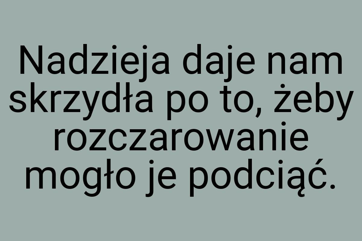 Nadzieja daje nam skrzydła po to, żeby rozczarowanie mogło