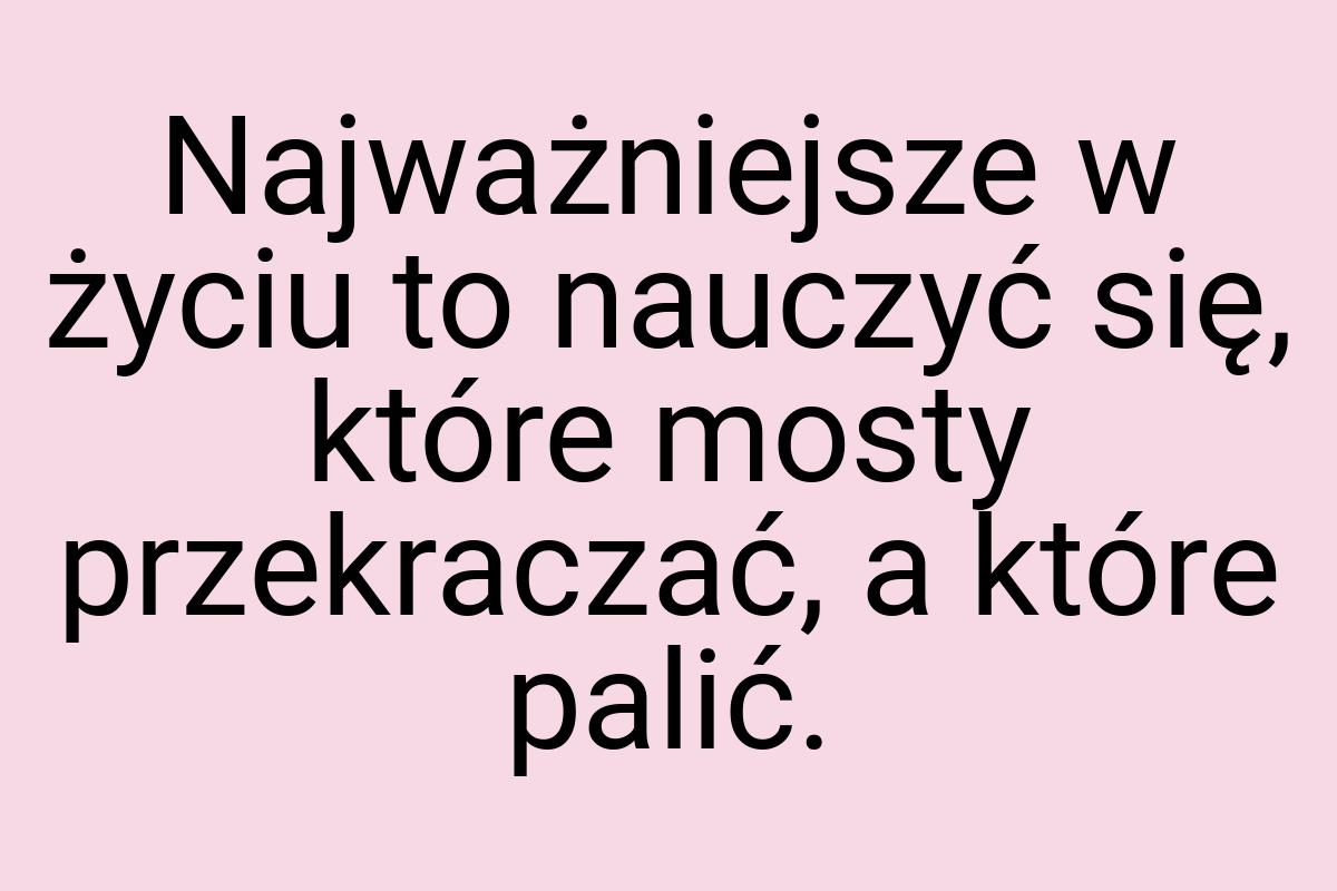 Najważniejsze w życiu to nauczyć się, które mosty