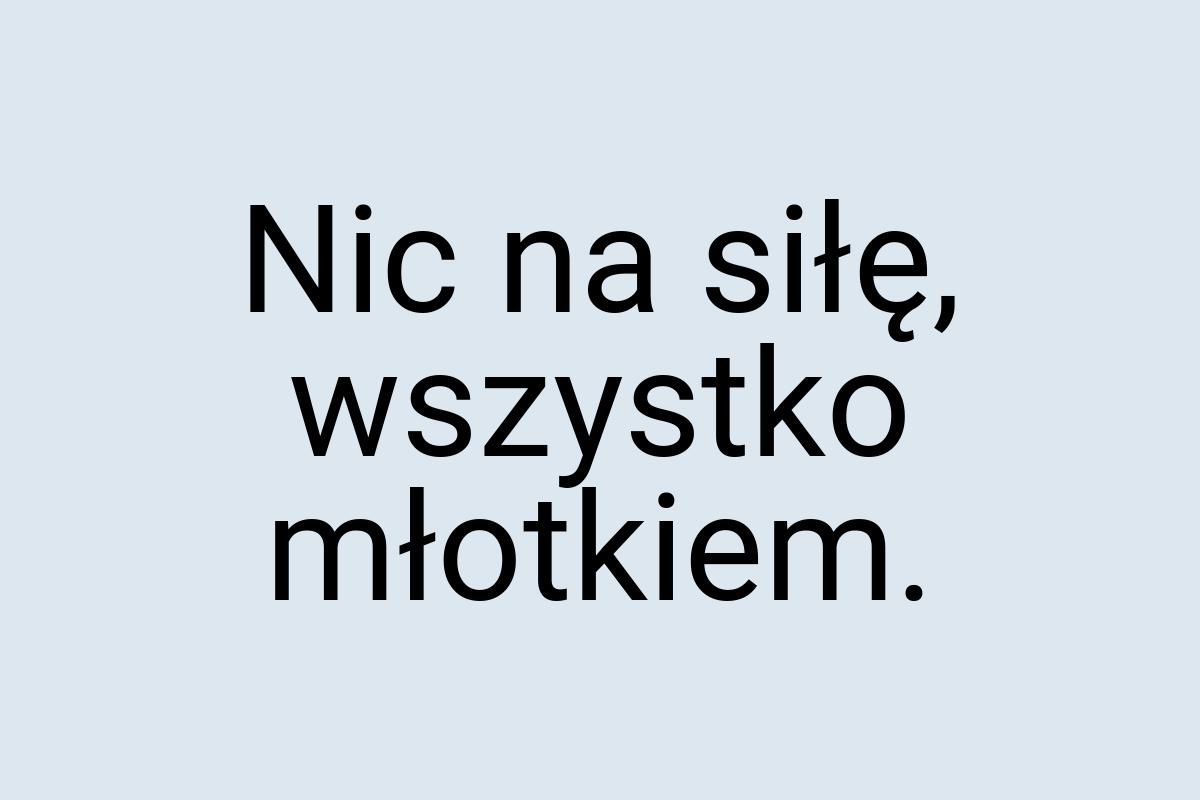 Nic na siłę, wszystko młotkiem