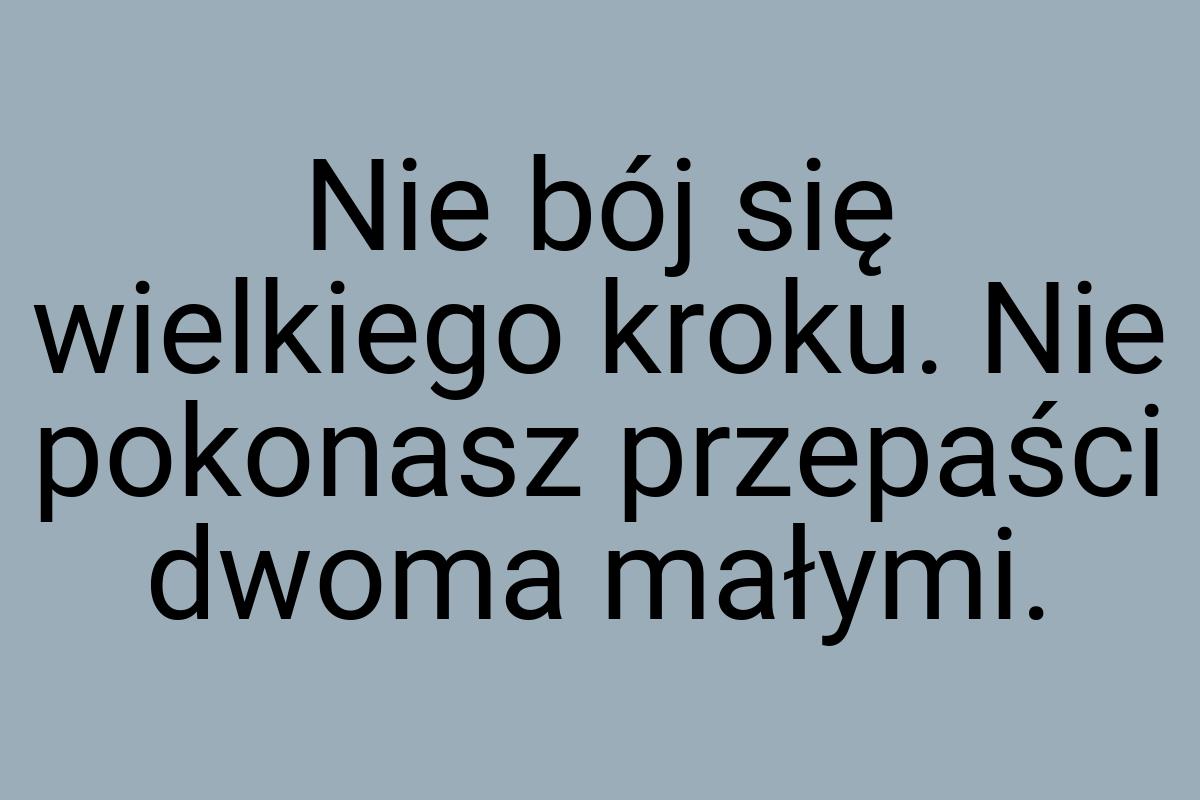 Nie bój się wielkiego kroku. Nie pokonasz przepaści dwoma