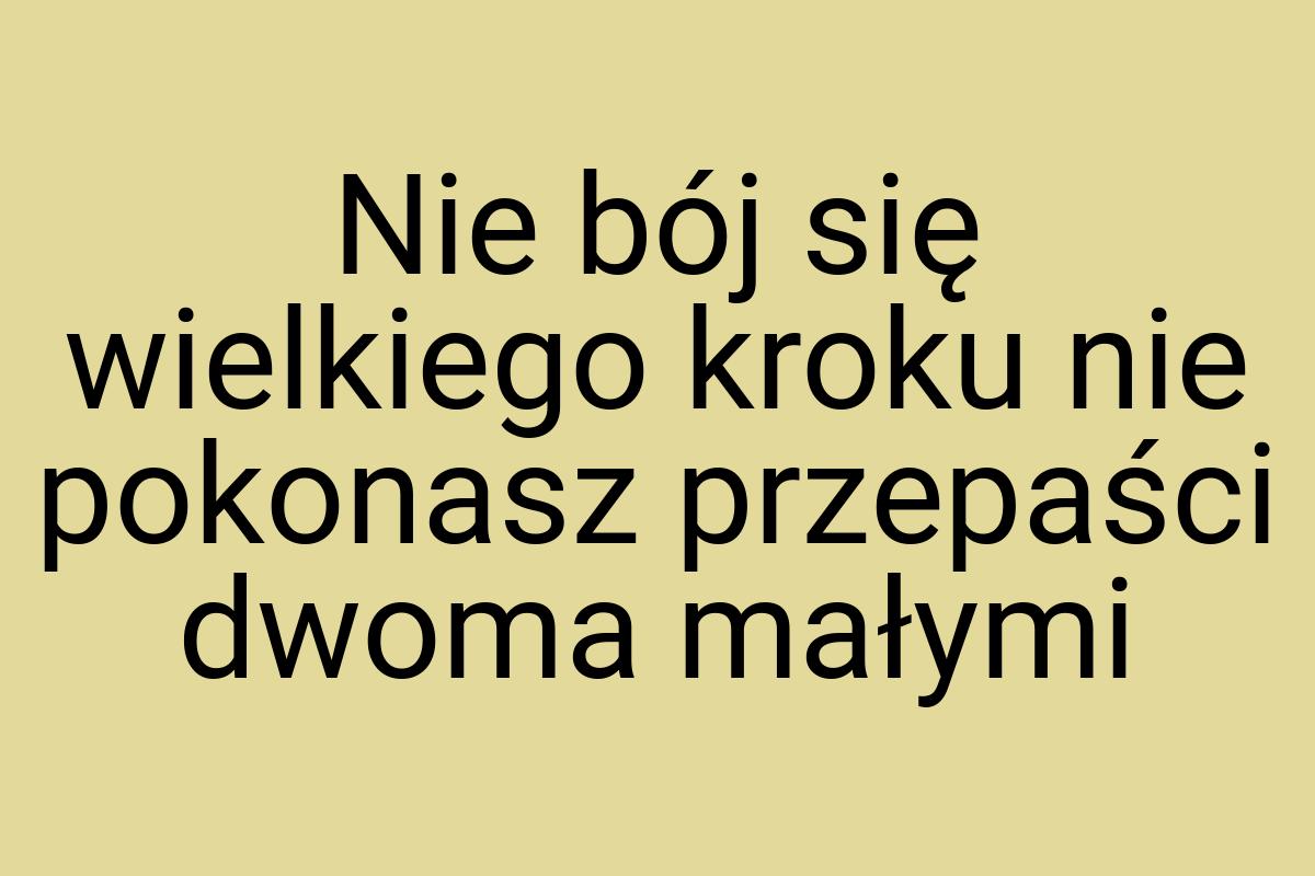 Nie bój się wielkiego kroku nie pokonasz przepaści dwoma