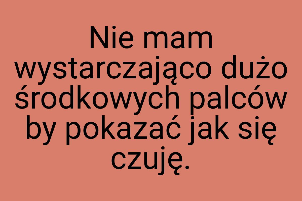 Nie mam wystarczająco dużo środkowych palców by pokazać jak