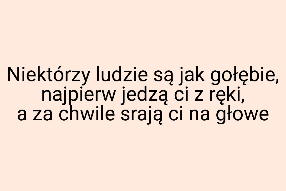 Niektórzy ludzie są jak gołębie, najpierw jedzą ci z ręki