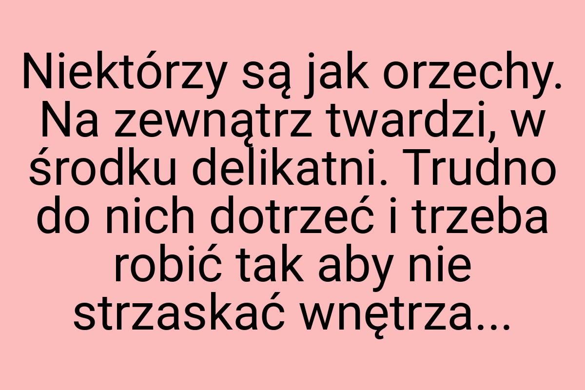 Niektórzy są jak orzechy. Na zewnątrz twardzi, w środku