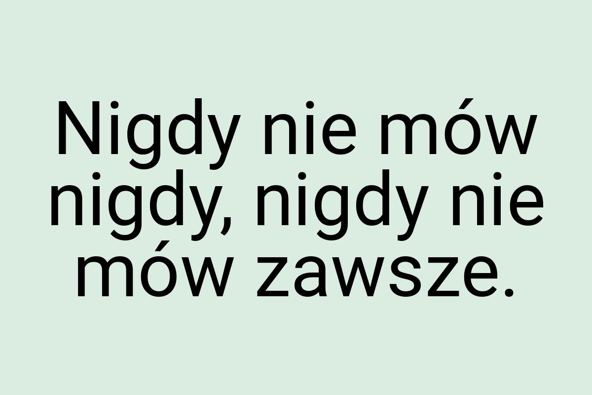 Nigdy nie mów nigdy, nigdy nie mów zawsze