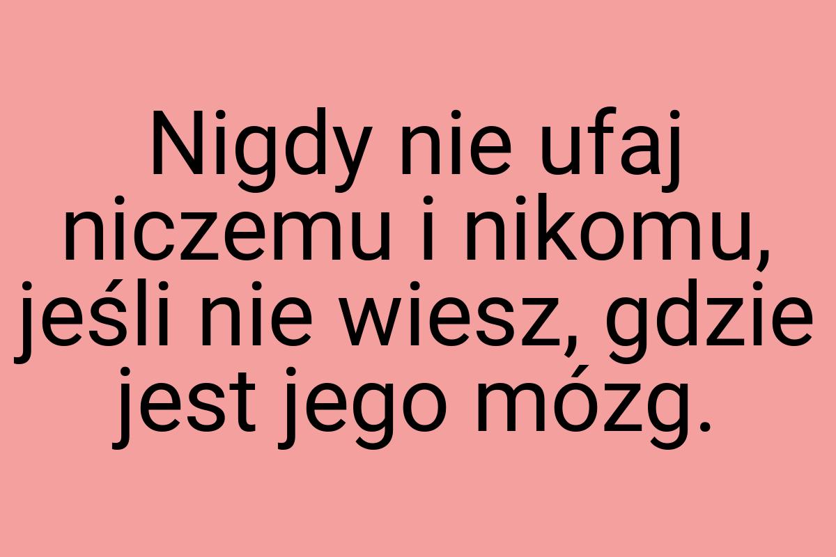 Nigdy nie ufaj niczemu i nikomu, jeśli nie wiesz, gdzie