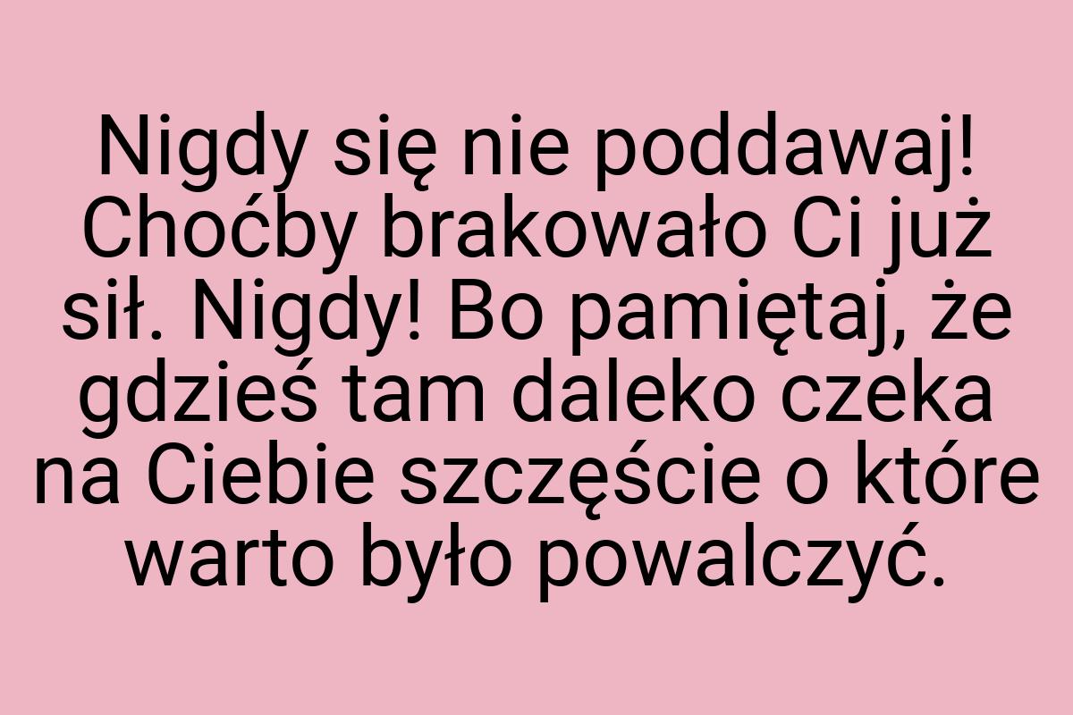 Nigdy się nie poddawaj! Choćby brakowało Ci już sił. Nigdy