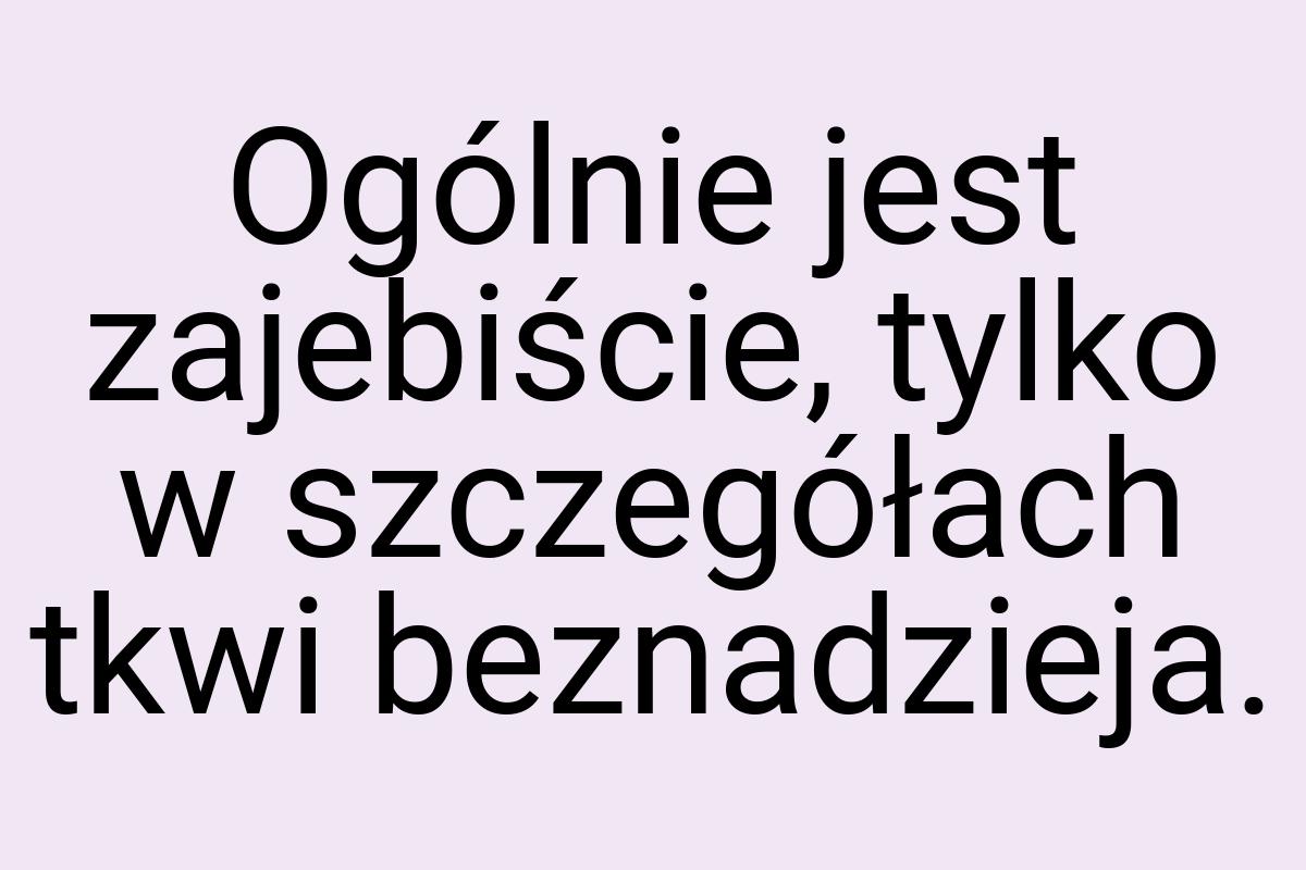 Ogólnie jest zajebiście, tylko w szczegółach tkwi